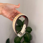 Collier chien gravé en Biothane 38 mm, motif DUNE blanc sur écorce, intérieur écorce visible
